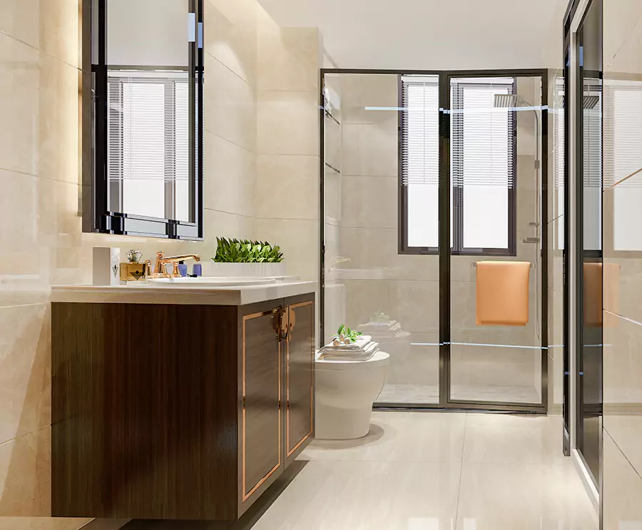 Modern glass walk-in shower